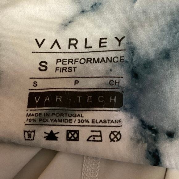 Varley Performance First Windsor White Blue Marble Print Mesh Insert Leggings S - Picture 5 of 5